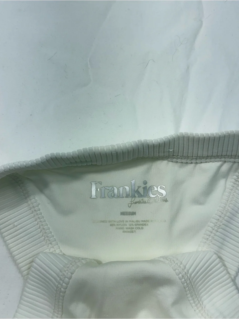 Frankies Bikinis Cole Solid White Ribbed Cheeky Bikini Bottom NWT NEW Medium M